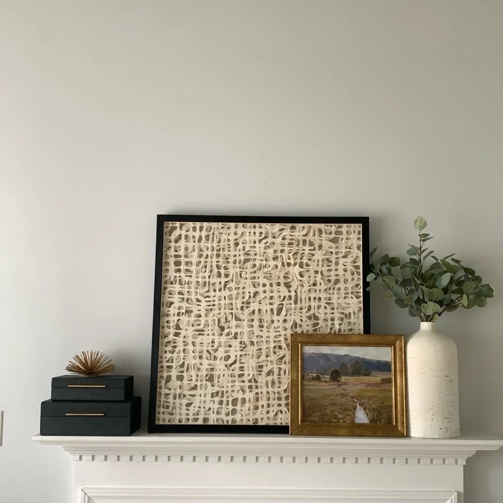 MCM‎ Organic Modern Wall Art in Paper and Muslin in a Shadowbox Frame linen